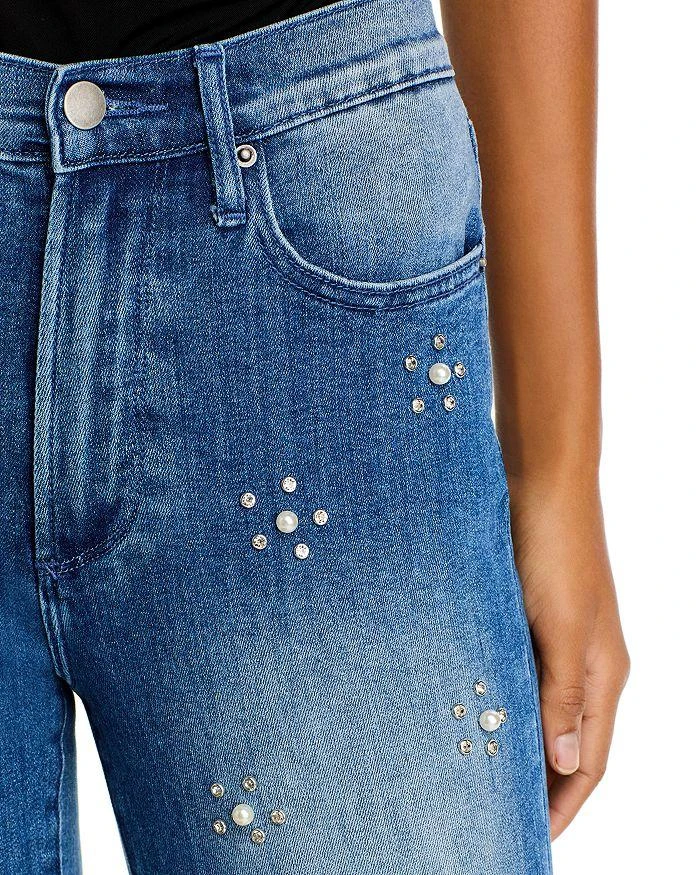 AQUA Embellished High Rise Ankle Jeans in Medium Wash - Exclusive 5