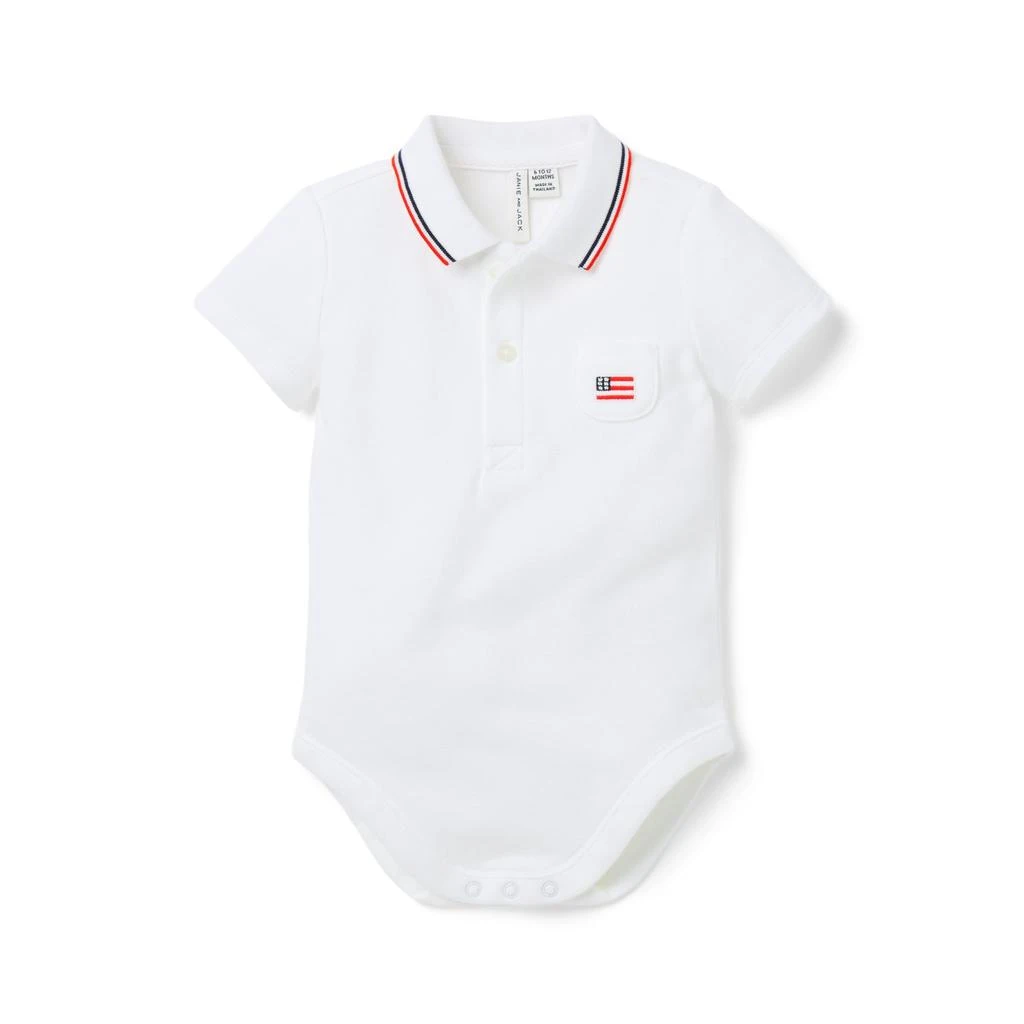 Janie and Jack Boys Flag Embroidered Polo Bodysuit (Infant) 1