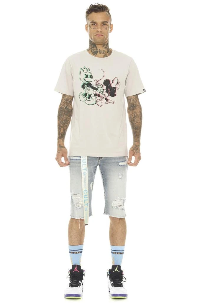 Cult Of Individuality Rocker Belted Slim Fit Stretch Denim Shorts 3