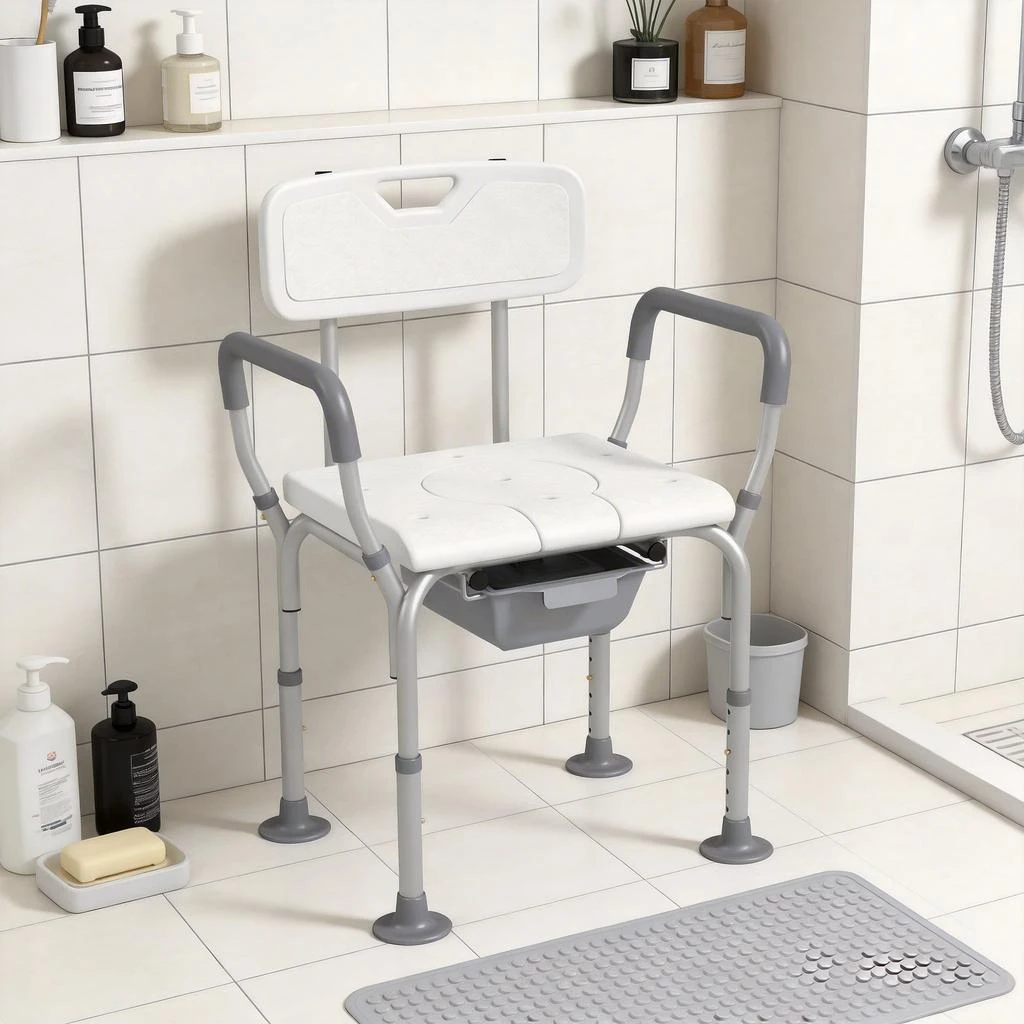 Hivvago 3-in-1 Shower Chair and Raised Toilet Seat for Seniors 2