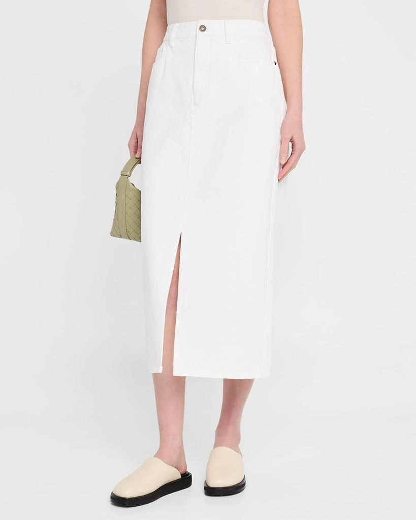 Lafayette 148 New York Front-Slit Cotton Midi Skirt 4