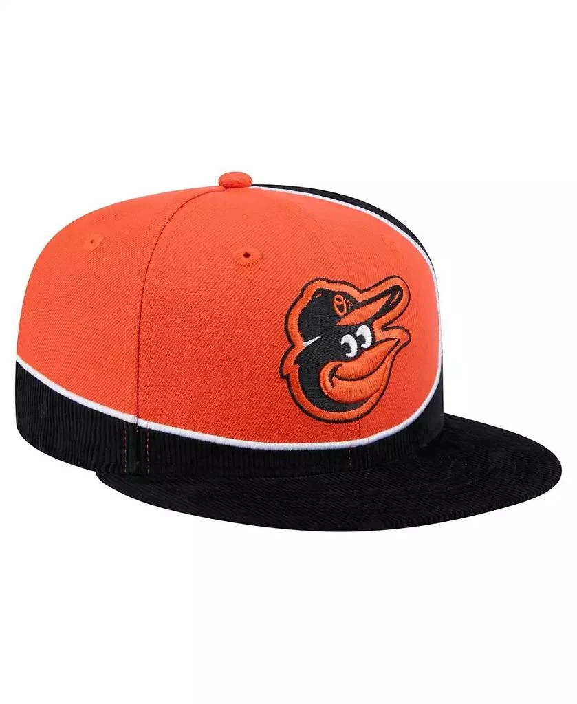 New Era Men's Black/Orange Baltimore Orioles Retro Split Corduroy Snapback Hat 3
