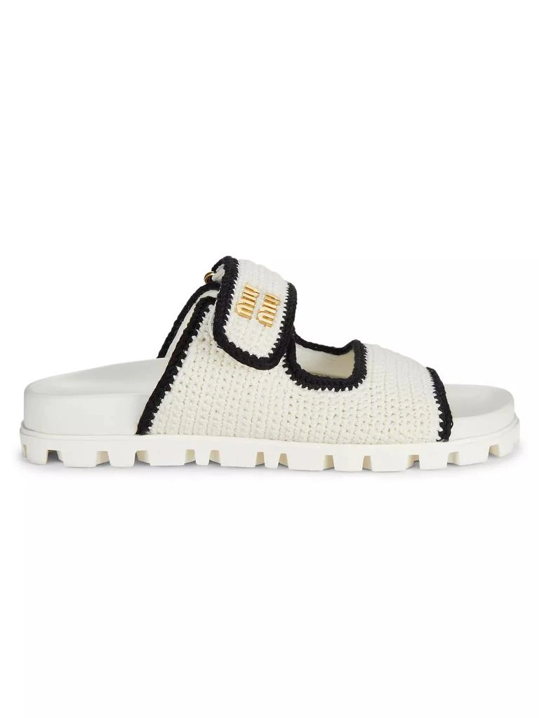 Miu Miu Logo Cotton Crochet Sandals 1
