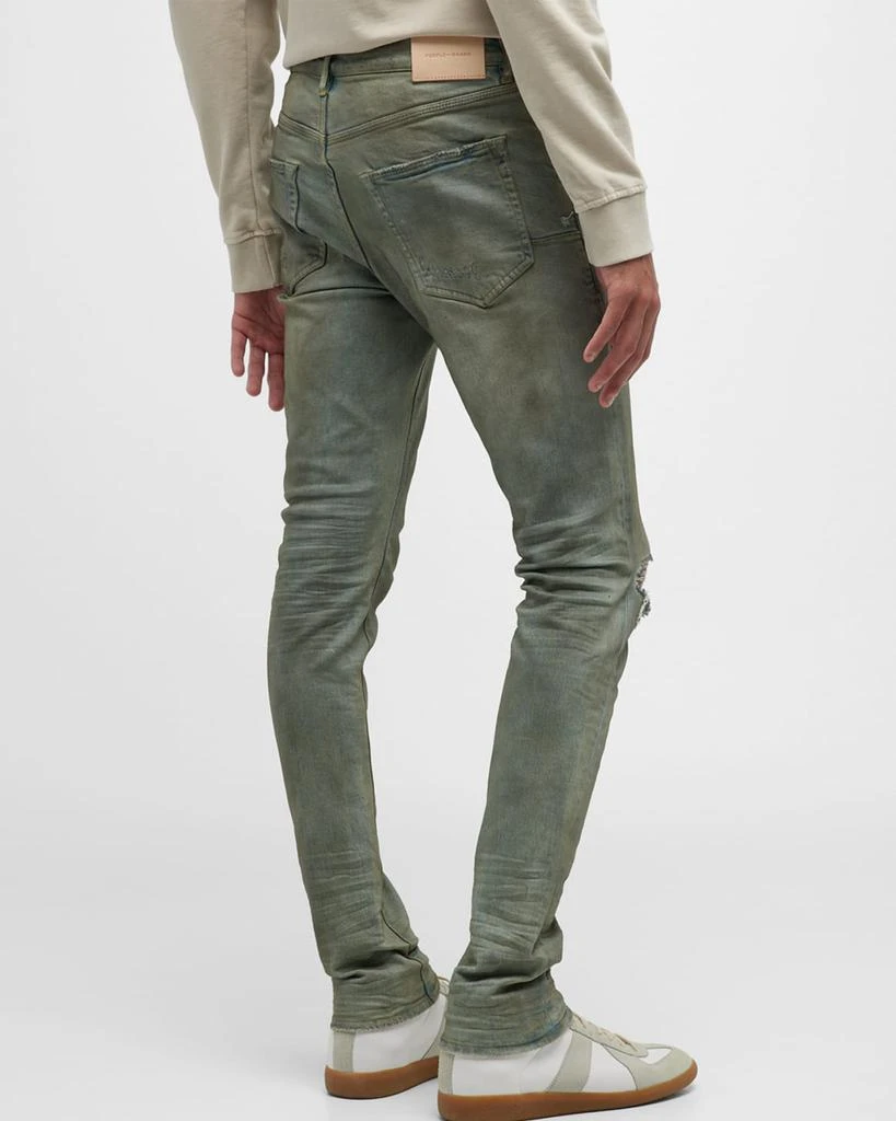 PURPLE Men's P001 Light Dirty Wax Skinny Jeans 3