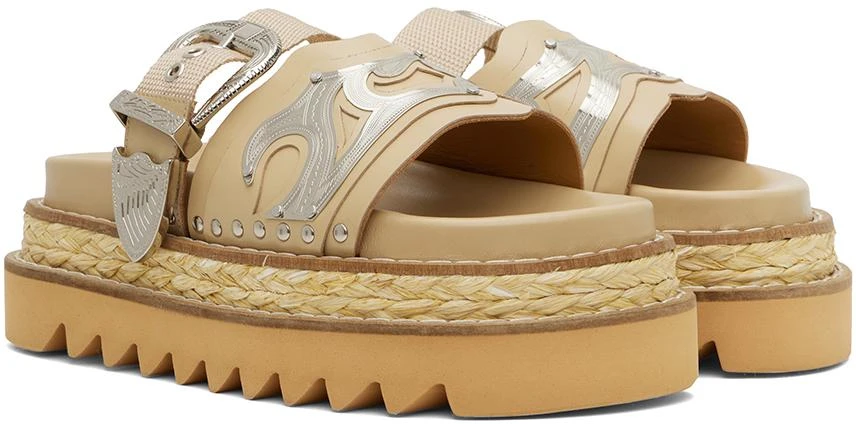 Toga Pulla Beige Leather Platform Sandals 4