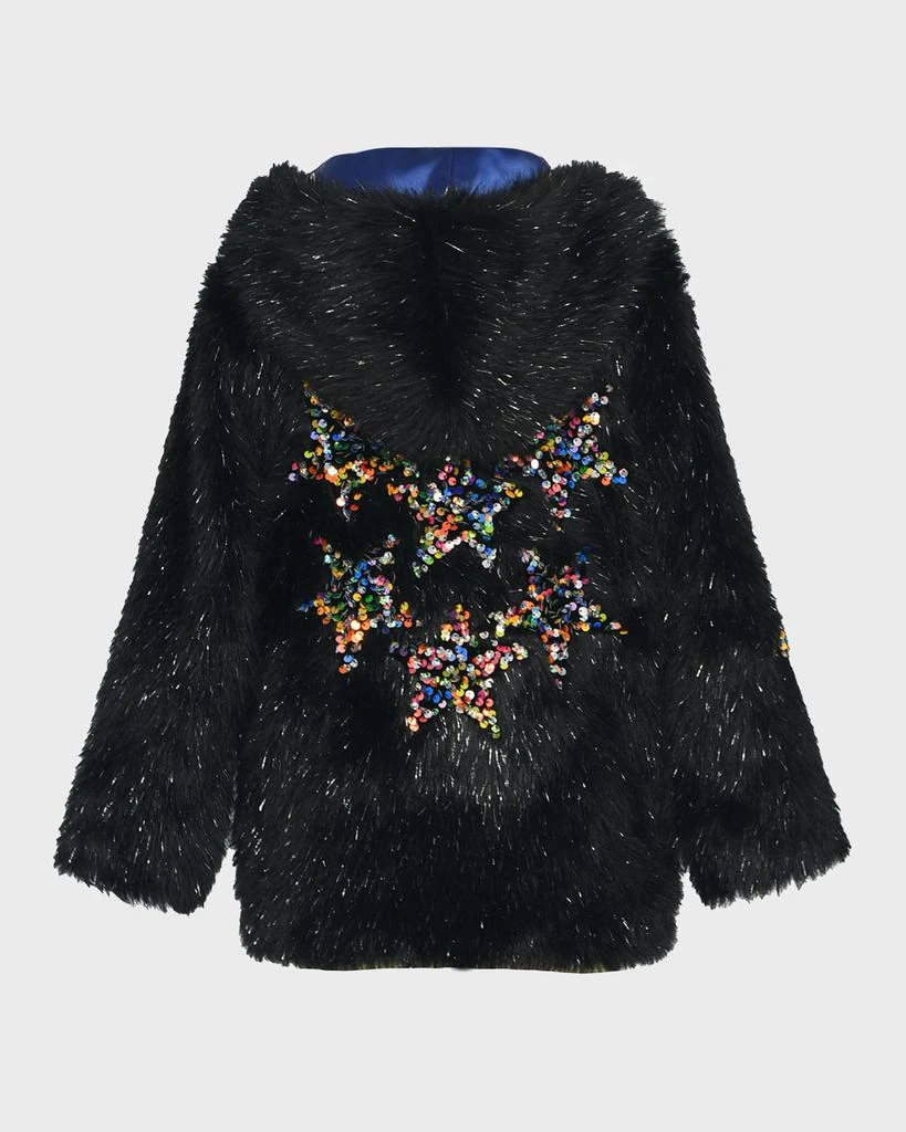 Hannah Banana Girl's Embellished Star-Print Faux Fur Jacket, Size 4-10 4