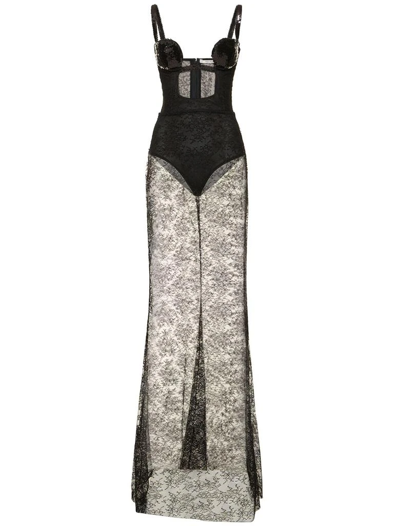 NENSI DOJAKA Sequined Lace Maxi Corset Dress 1