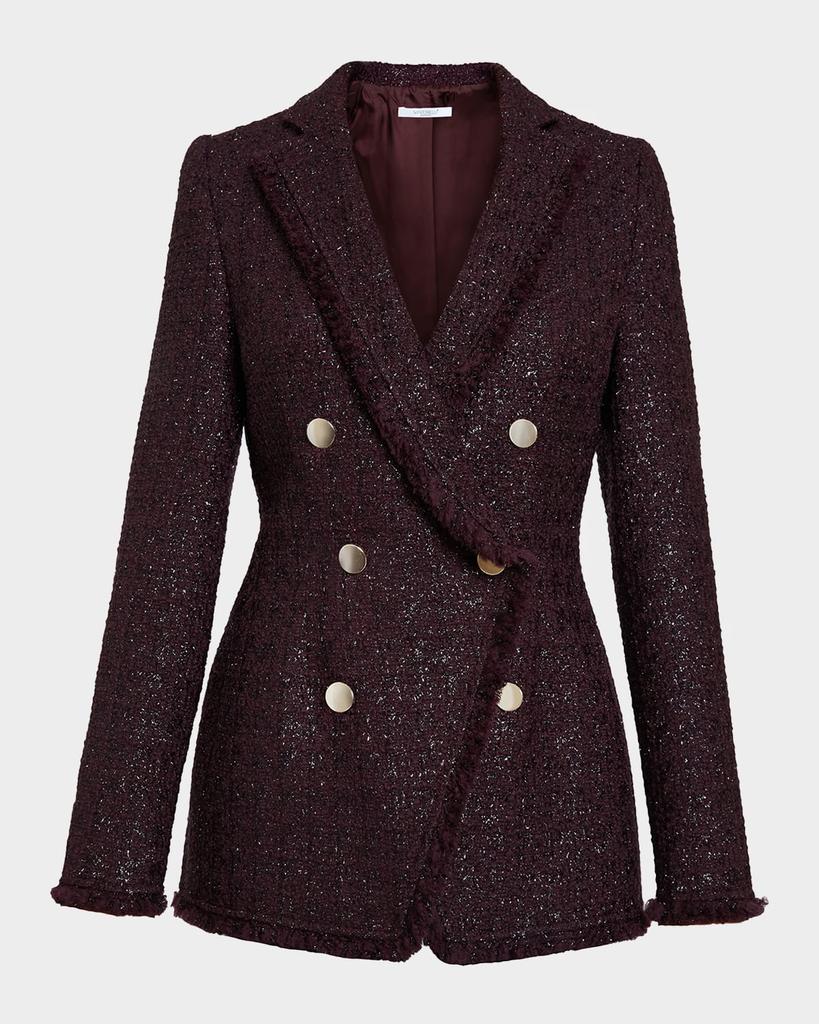 Santorelli Double-Breasted Metallic Tweed Jacket