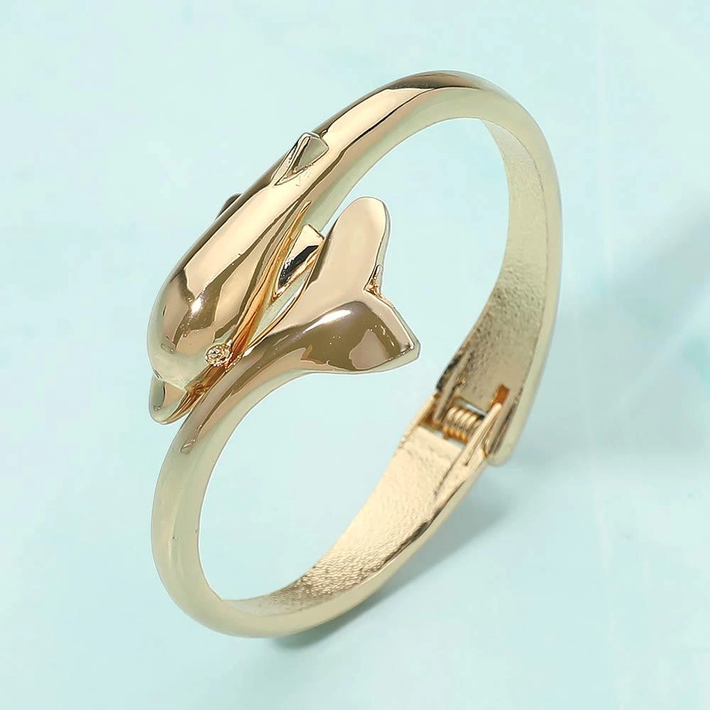 FASHNZFAB Sleek Dolphin Hinged Bangle Bracelet 6