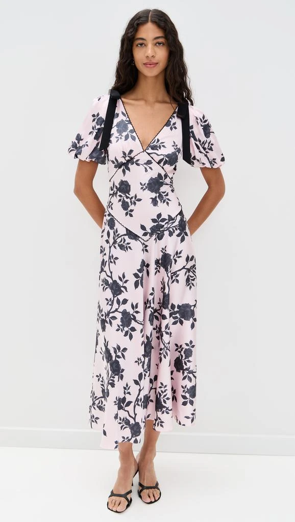 Self Portrait Pink Satin Floral Midi Dress 4