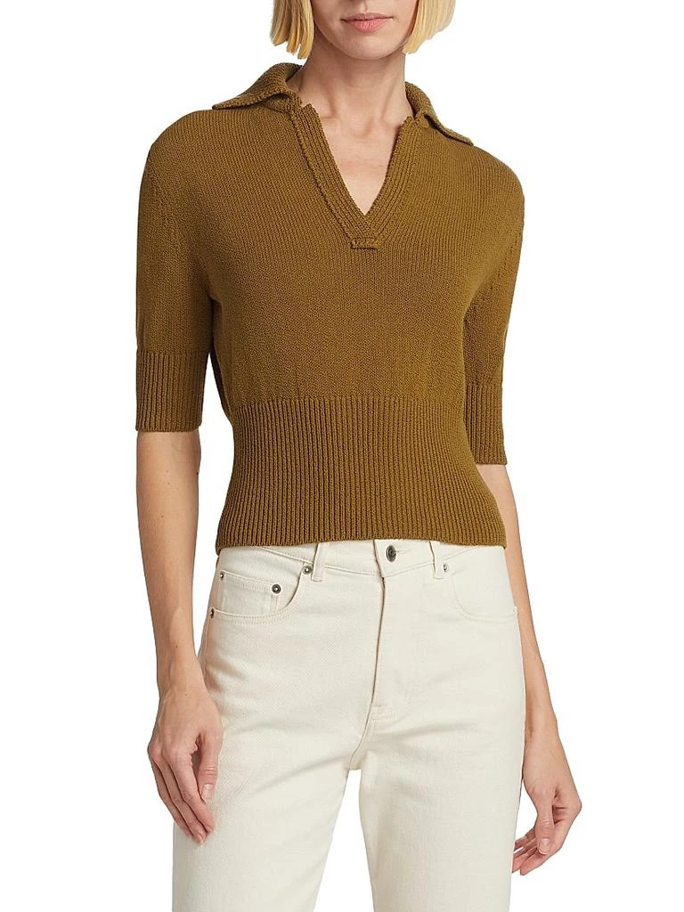 Proenza Schouler Reeve Cotton-Blend Knit Polo Top 3