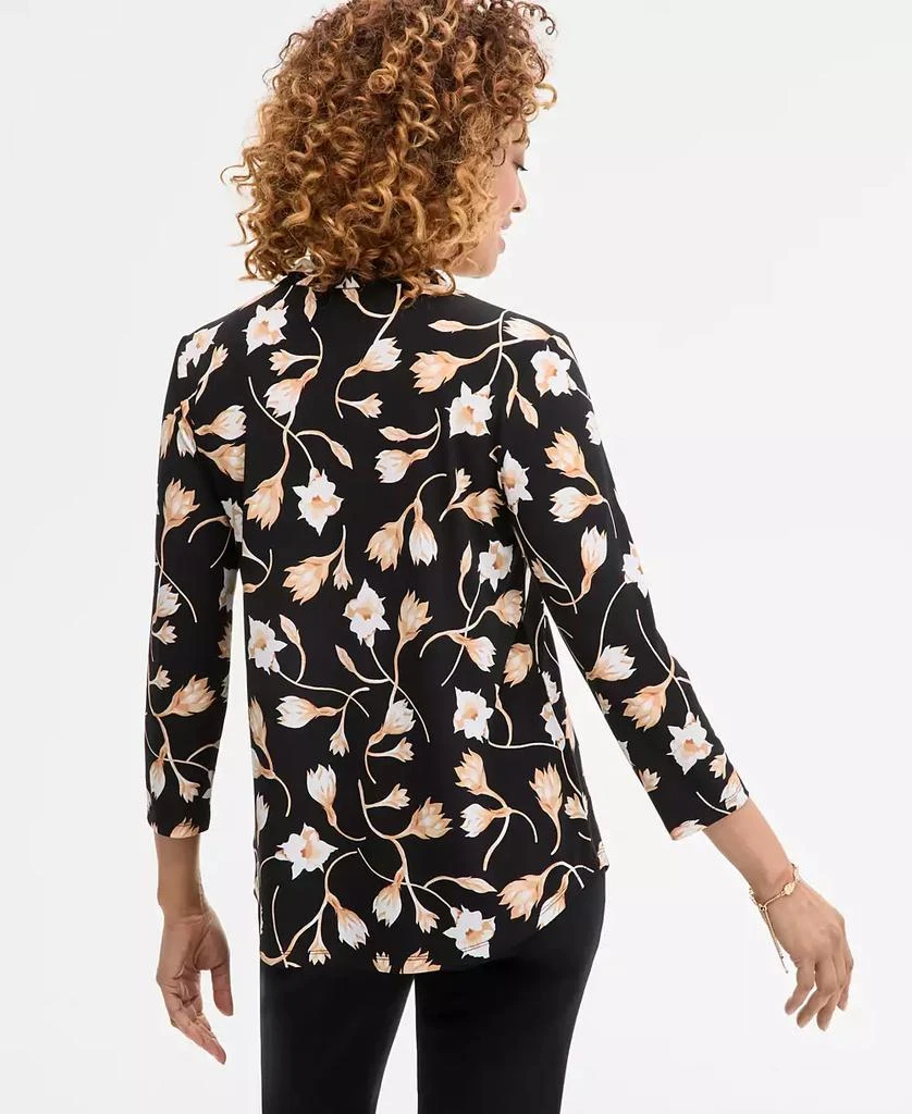 JM Collection Women's Printed 3/4 Sleeve V-Neck Knit Top, Exclusively at Macy's 2