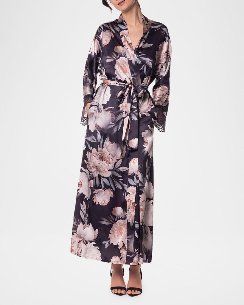 Christine Lingerie After Dark Floral-Print Charmeuse Robe
