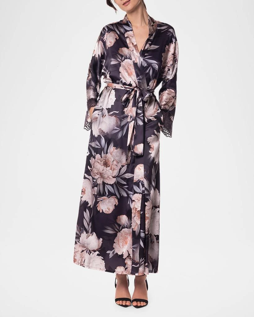 Christine Lingerie After Dark Floral-Print Charmeuse Robe 2