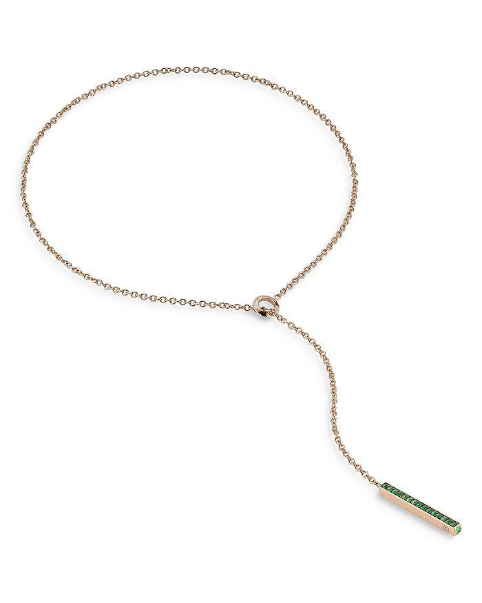 Walters Faith 18K Rose Gold Emerald Bar Lariat Necklace, 20"