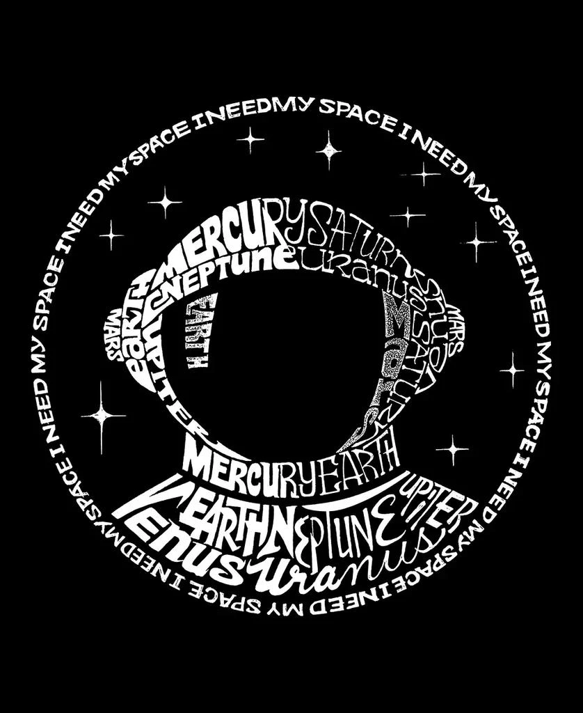 LA Pop Art Women's Word Art I Need My Space Astronaut T-Shirt 2