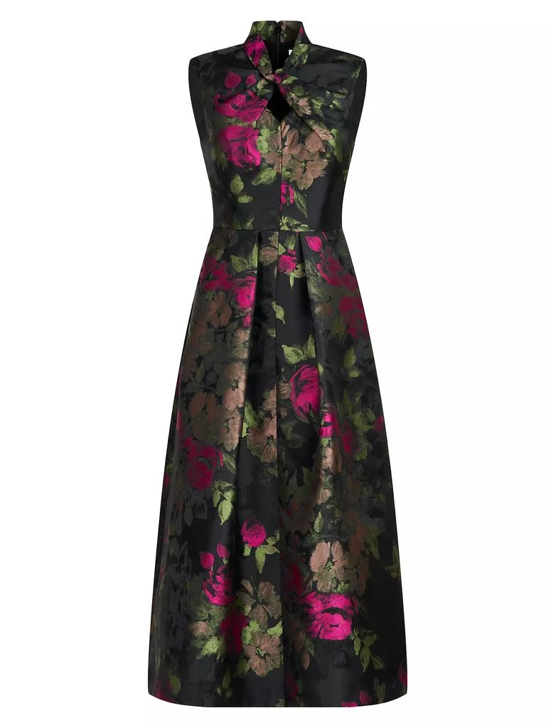 Kay Unger Rosemarie Floral Jacquard Cocktail Dress 1