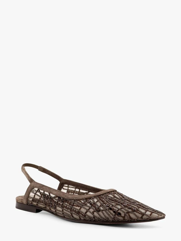 Brunello Cucinelli Glistening abstract embroidery suede flats slingback 2