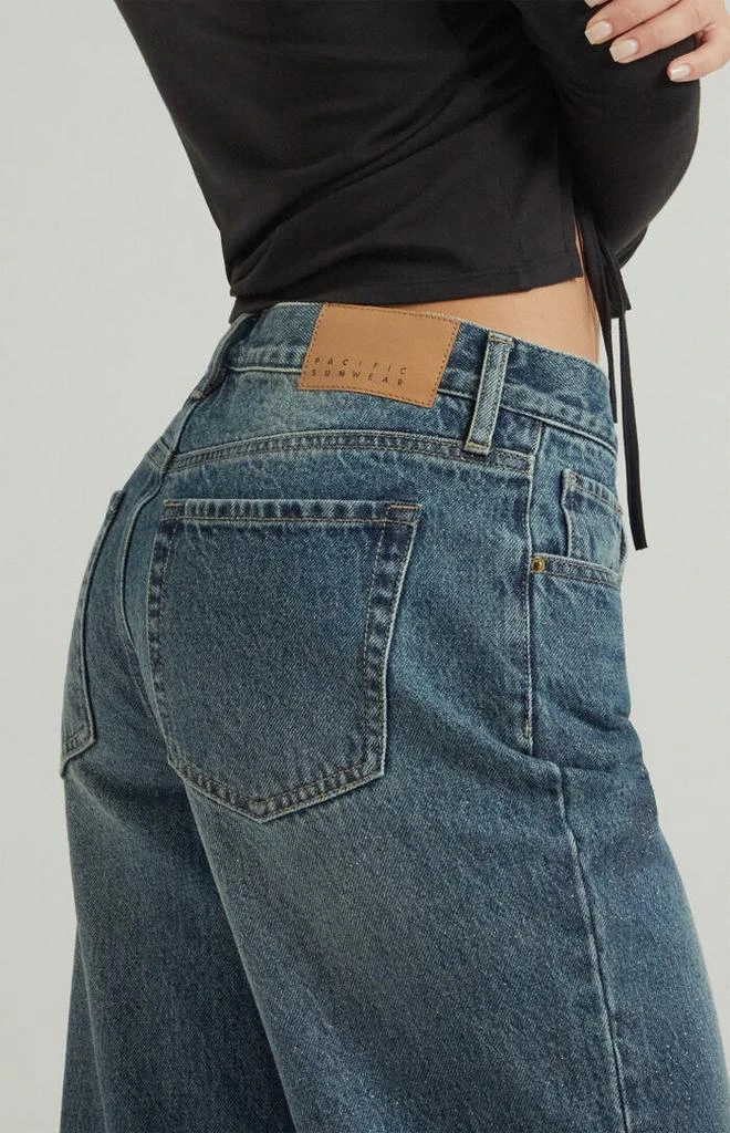 PacSun Lena Medium Indigo Sparkle Low Rise Super Baggy Jeans 5