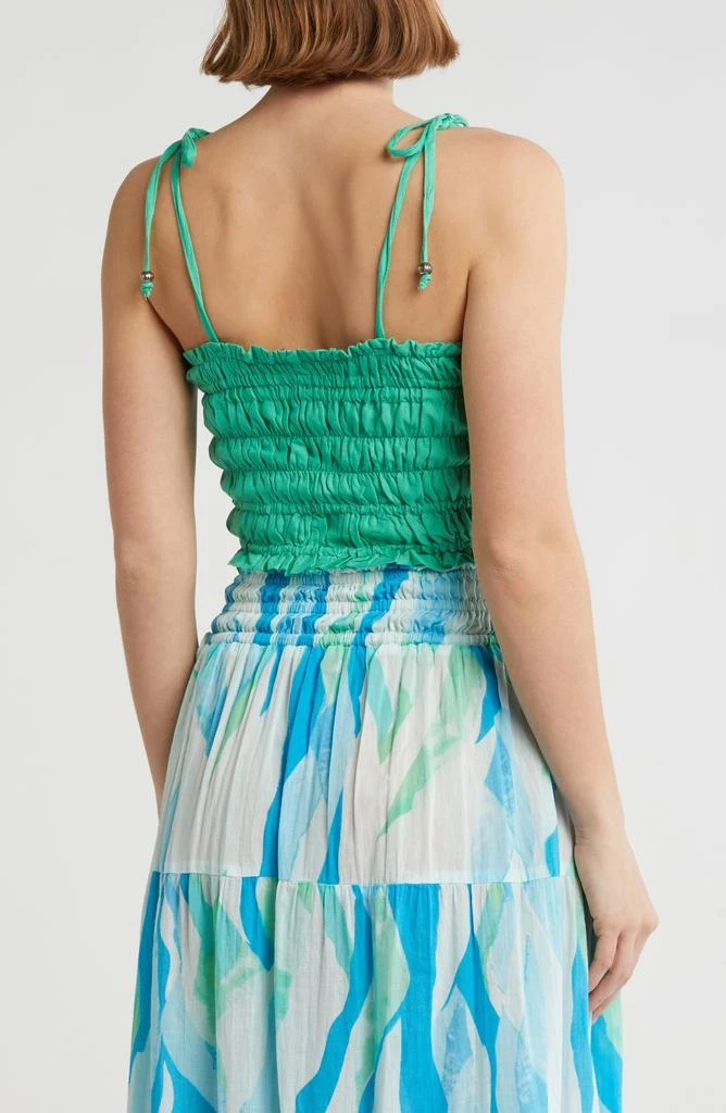 Elan Tie Strap Smocked Crop Top 2