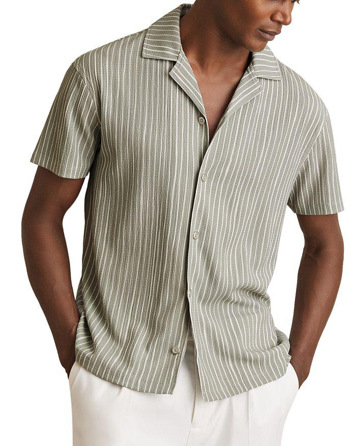 REISS Textured Printed Camp Shirt