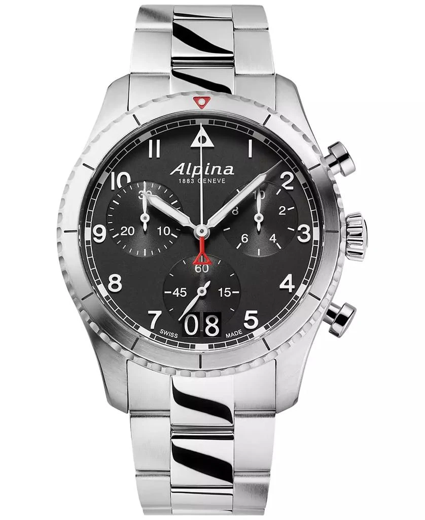 Alpina Men's Swiss Chronograph Startimer Pilot Stainless Steel Bracelet Watch 44mm 1