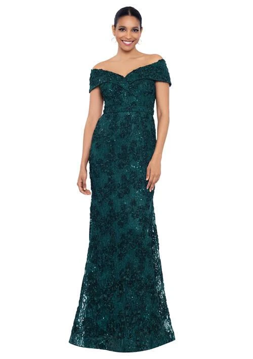 XSCAPE Womens Off The Shoulder Long Lace Dress 1