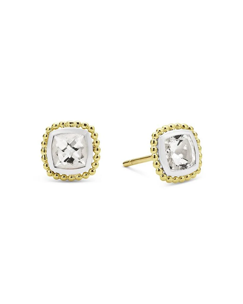 LAGOS 18K Yellow Gold & Sterling Silver Rittenhouse White Topaz Stud Earrings 1