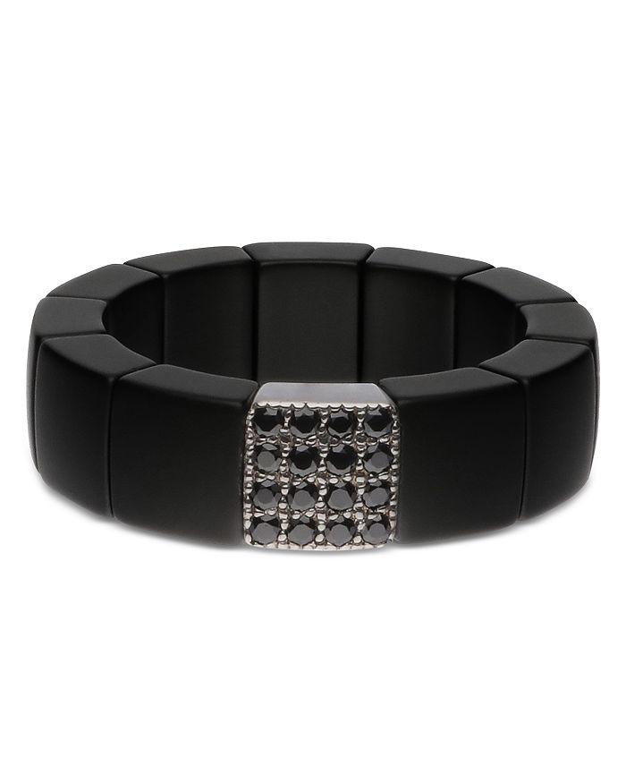 Roberto Demeglio Men's Scacco Black Diamond Pavé & 18K White Gold Large Stretch Ring