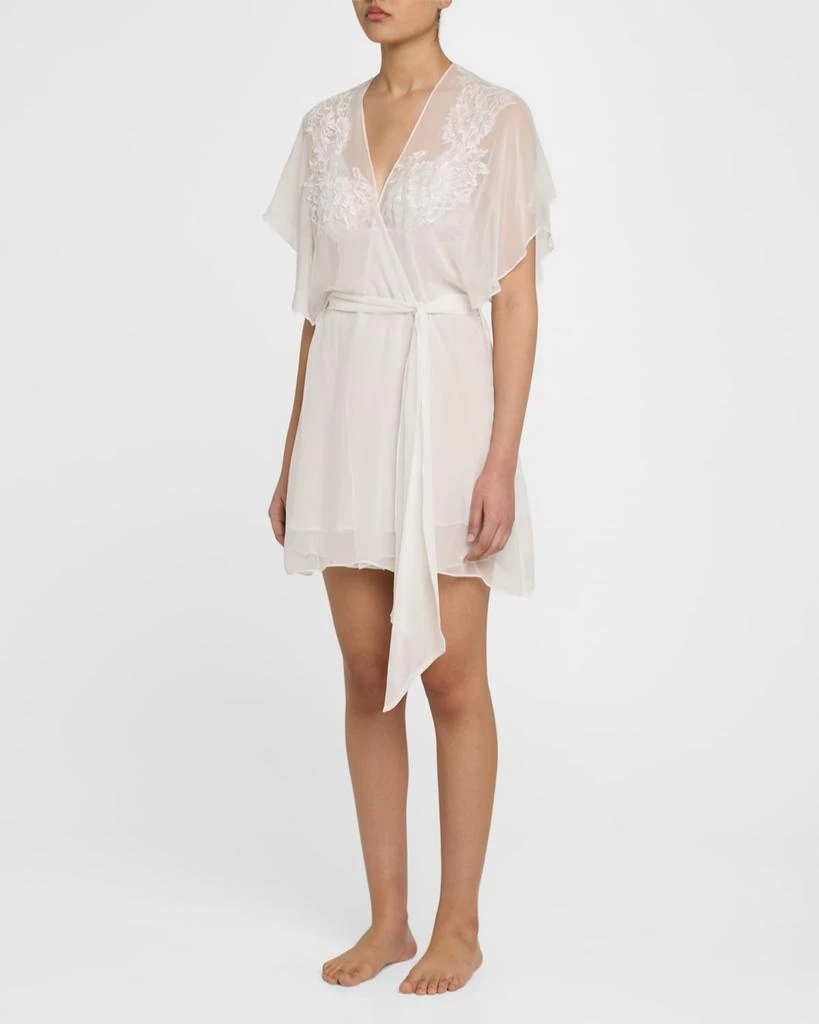 Christine Lingerie Floral Applique Silk Chiffon Robe 4