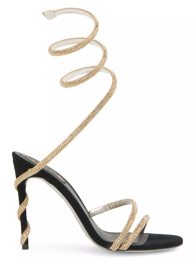 Rene Caovilla Margot Embellished Satin Wrap Sandals