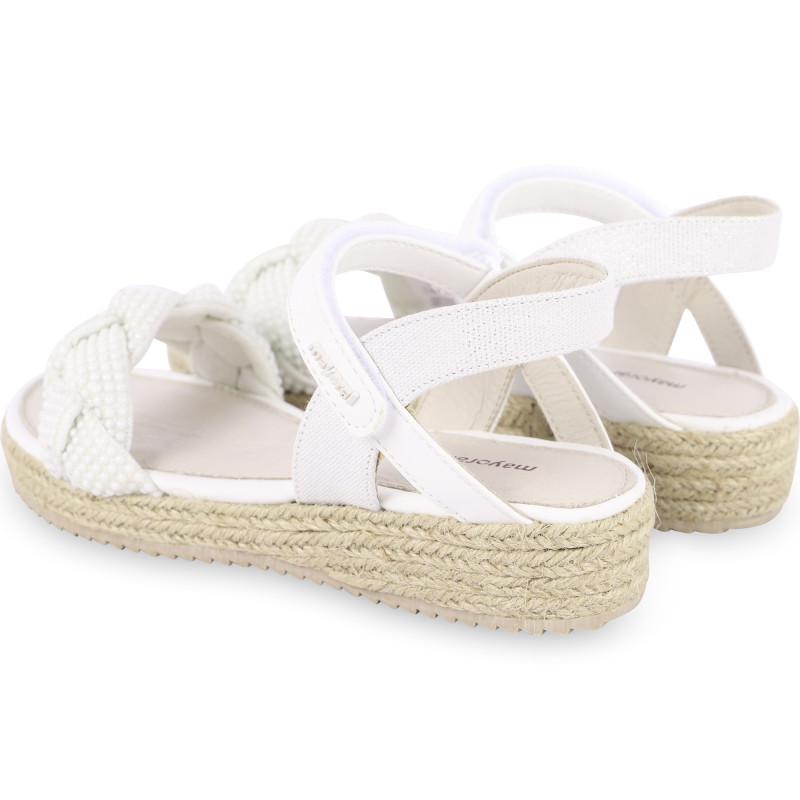 Mayoral Braided design studded velcro strap sandals in white