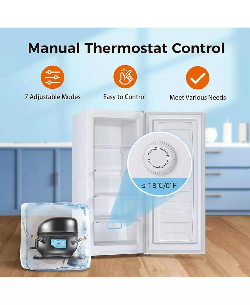 Zafro Upright Freezer — 6.0 Cu Ft Deep Freezer with Reversible Door, Removable Shelves, Adjustable Thermostat 4