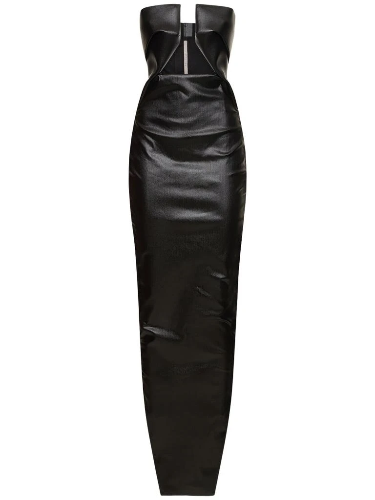 Rick Owens Prong Coated Denim Strapless Maxi Dress 1