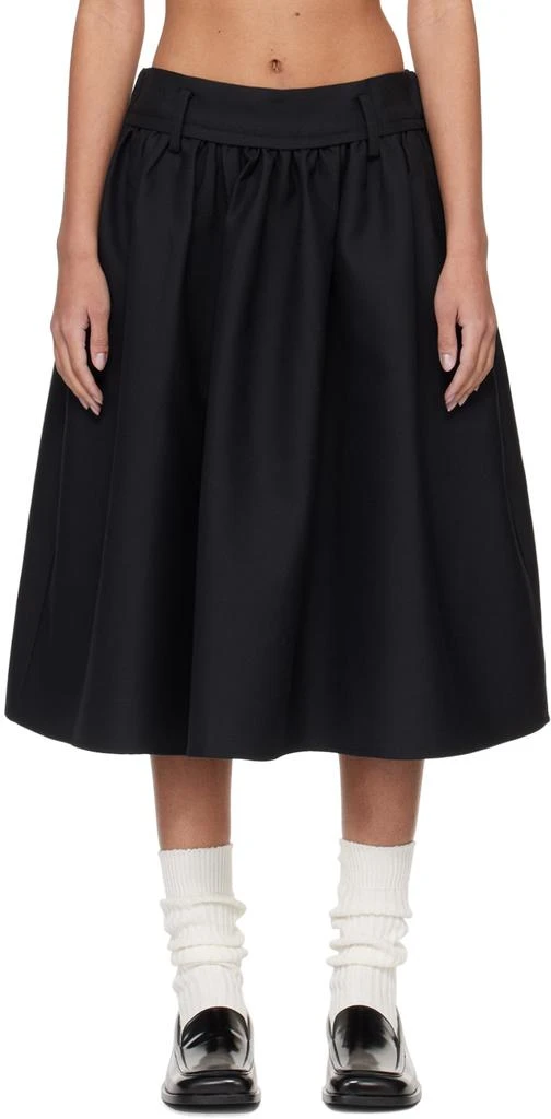 Fax Copy Express Black Belt Loop Midi Skirt 1