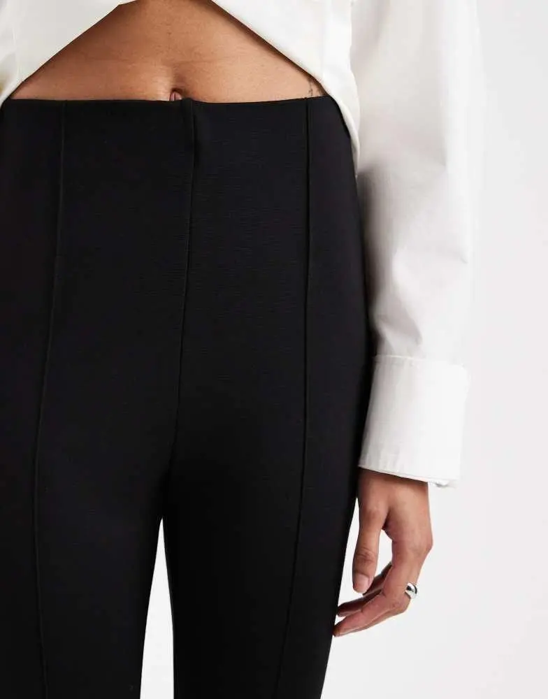 ASOS ASOS DESIGN Tall tailored skinny ponte trousers with split in black 4