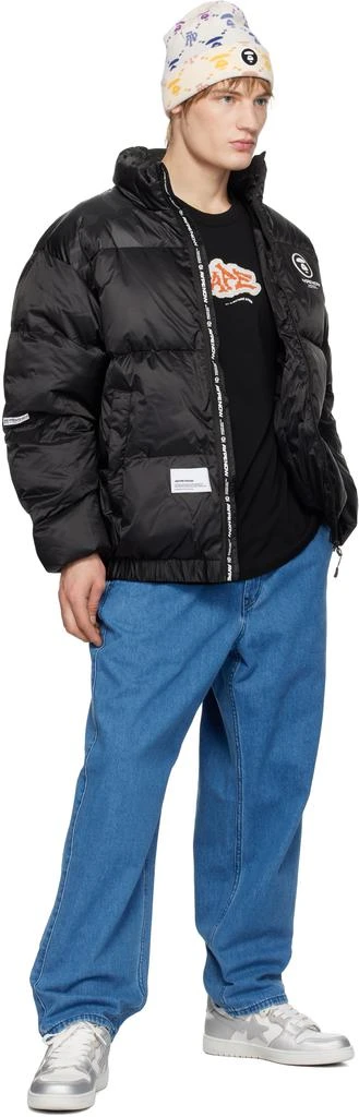 AAPE Black 'AAPE NOW' Moonface Logo Zip-Up Down Jacket 4