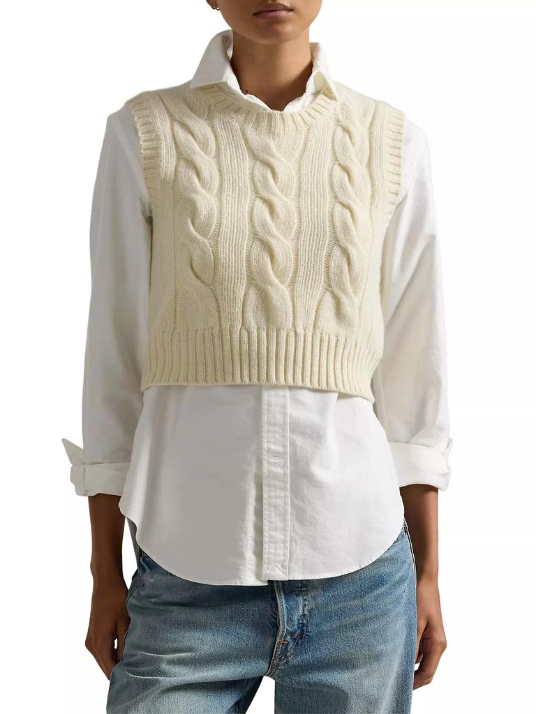 Ralph Lauren Wool-Cashmere Cable-Knit Crop Sweater 3