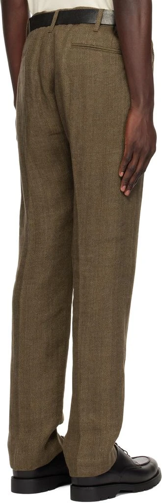RRL Brown Linen Herringbone Officer's Trousers 3
