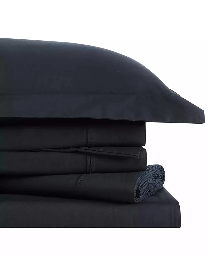 Brooklyn Loom Solid Cotton Percale 4-Pc. Sheet Set, Full 1
