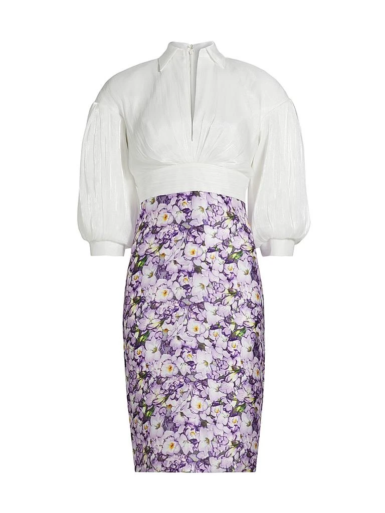 Badgley Mischka Women's Pieced Knee-Length Cocktail Dress - Lilac Multi - Size 8