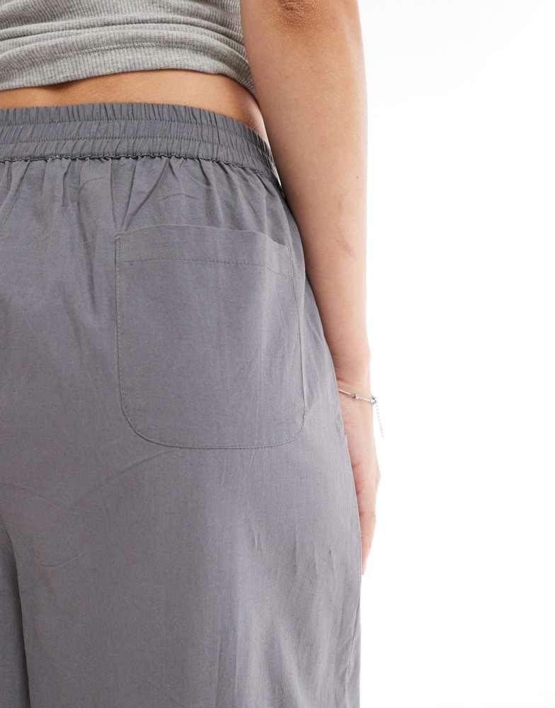 Luna Luna oversized cotton wide leg pyjama bottoms in grey steel