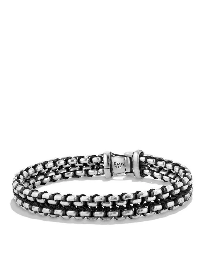 David Yurman Men
s Woven Box Chain Bracelet in Sterling Silver with Black Nylon, 12mm