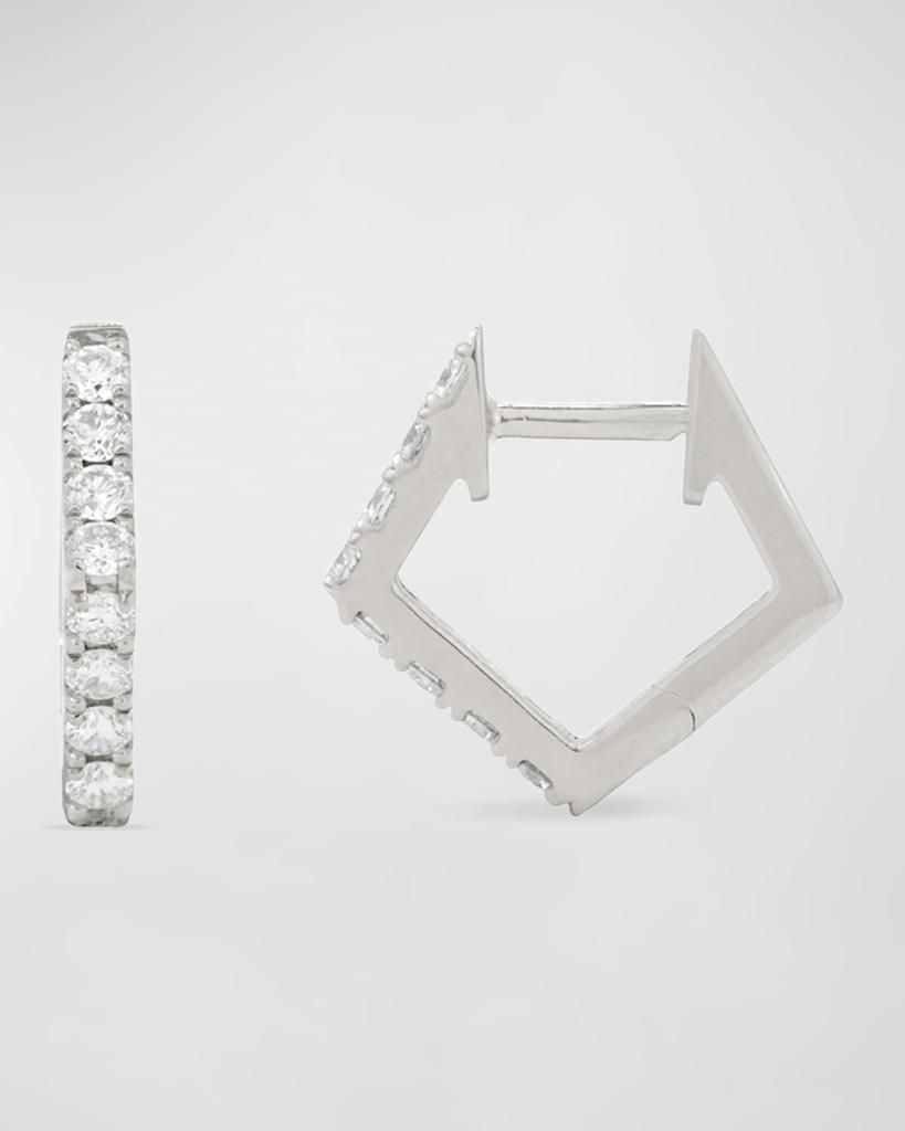 Stevie Wren 14K White Gold Diamond Pentagon Single Huggie Earring