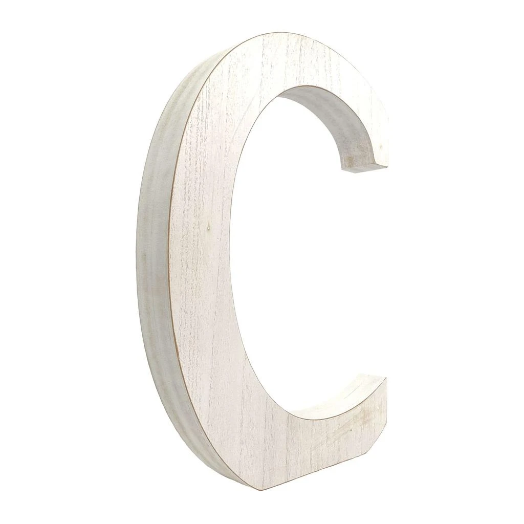 Hivvago 16" Distressed White Wash Wooden Initial Letter C Sculpture 3