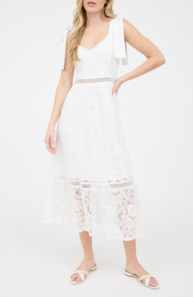 Blu Pepper Tie Shoulder Lace Midi Dress
