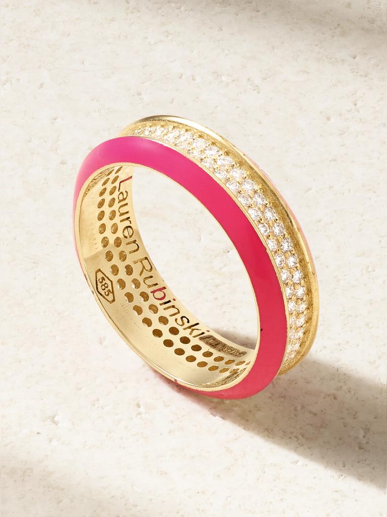 Lauren Rubinski 14k 黄金、搪瓷、钻石戒指