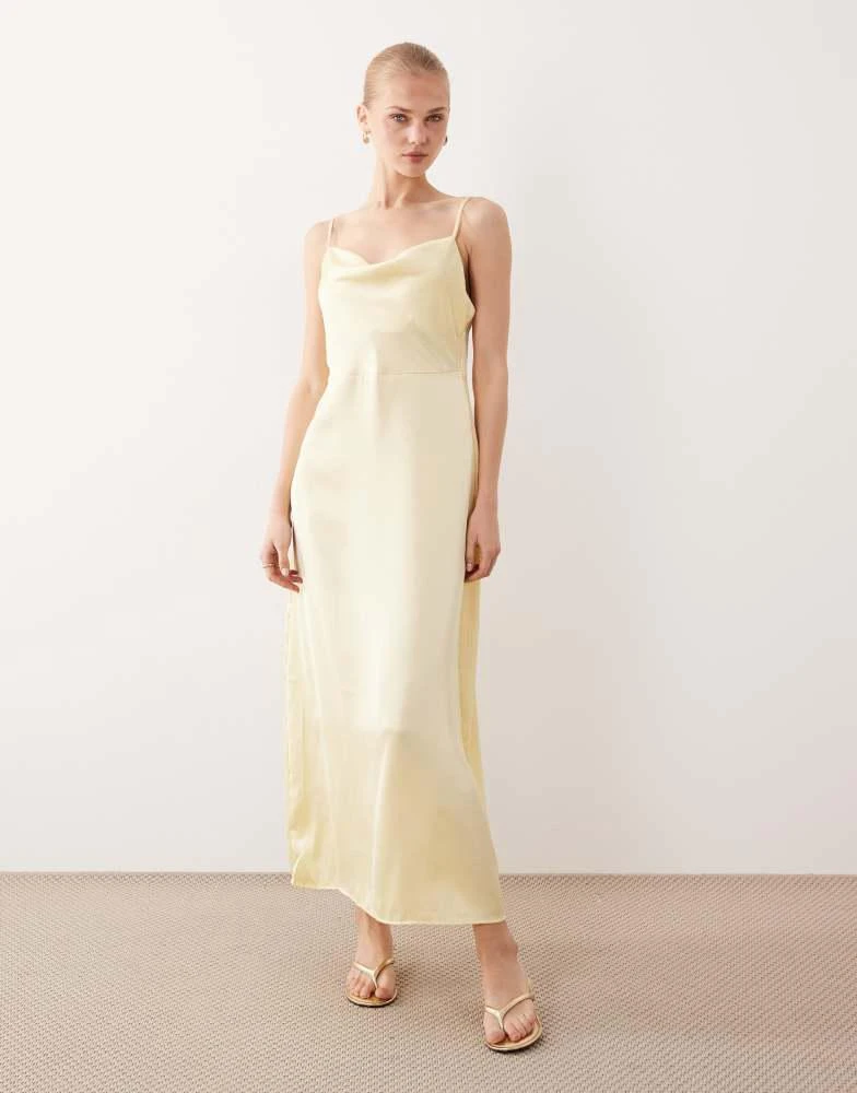 Vila Vila satin cowl neck maxi dress in pastel yellow - Dresses & Skirts -  BeyondStyle