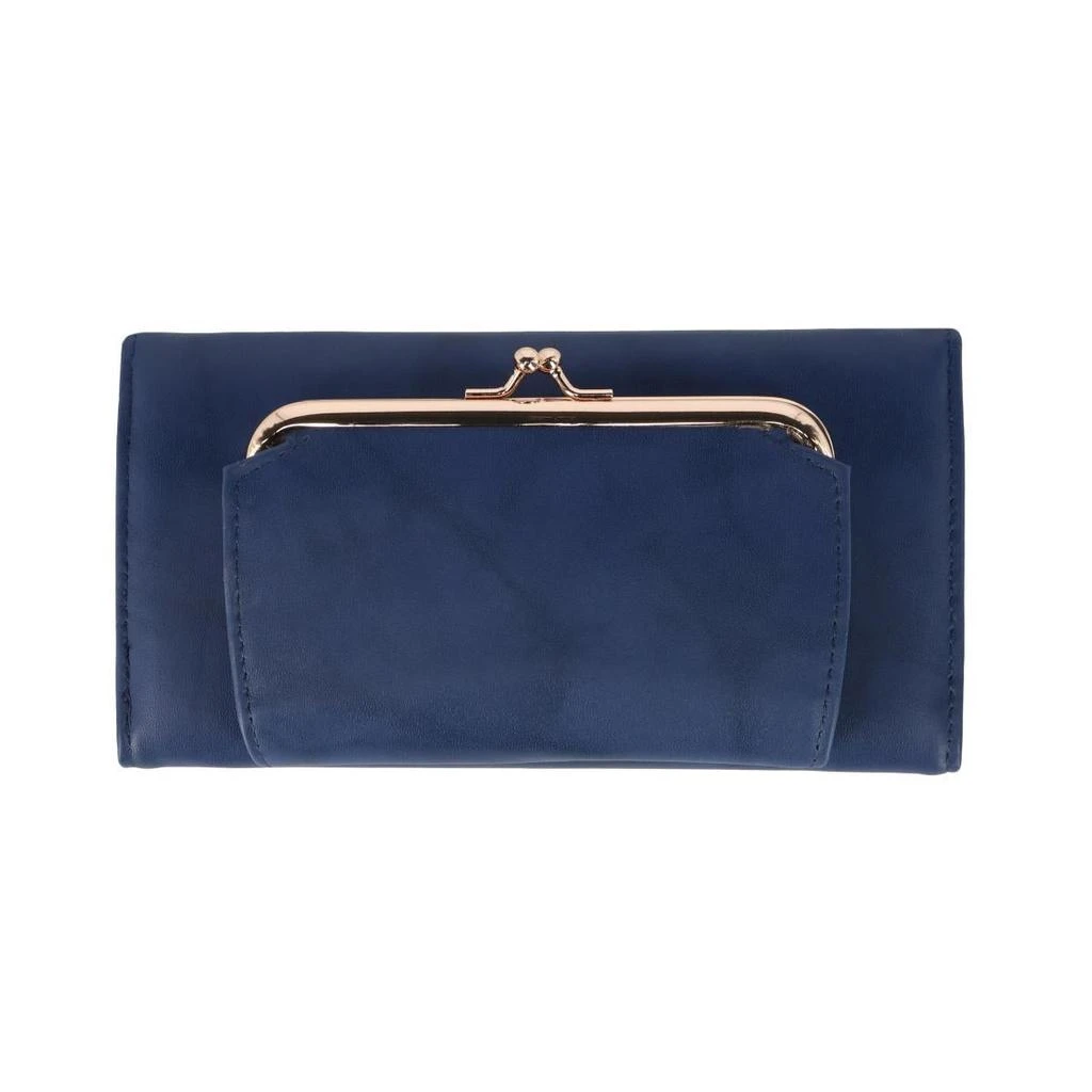 Buxton Women's Leather Long Bifold Organizer Wallet with Floral Emboss 2