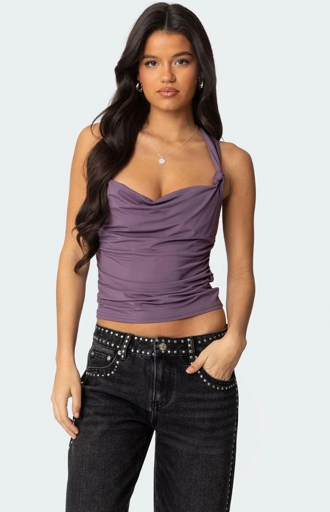 Edikted Liza Knotted Cowl Neck Top 1